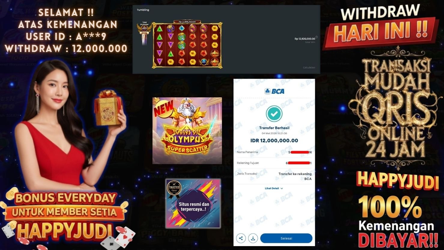 HAPPYJUDI JACKPOT SLOT GATES OF OLYMPUS SUPER SCATTER